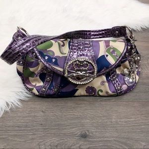 Kathy Van Zeeland Purple Floral Handbag